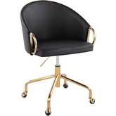 Claire Office Task Chair in Gold & Black Leatherette